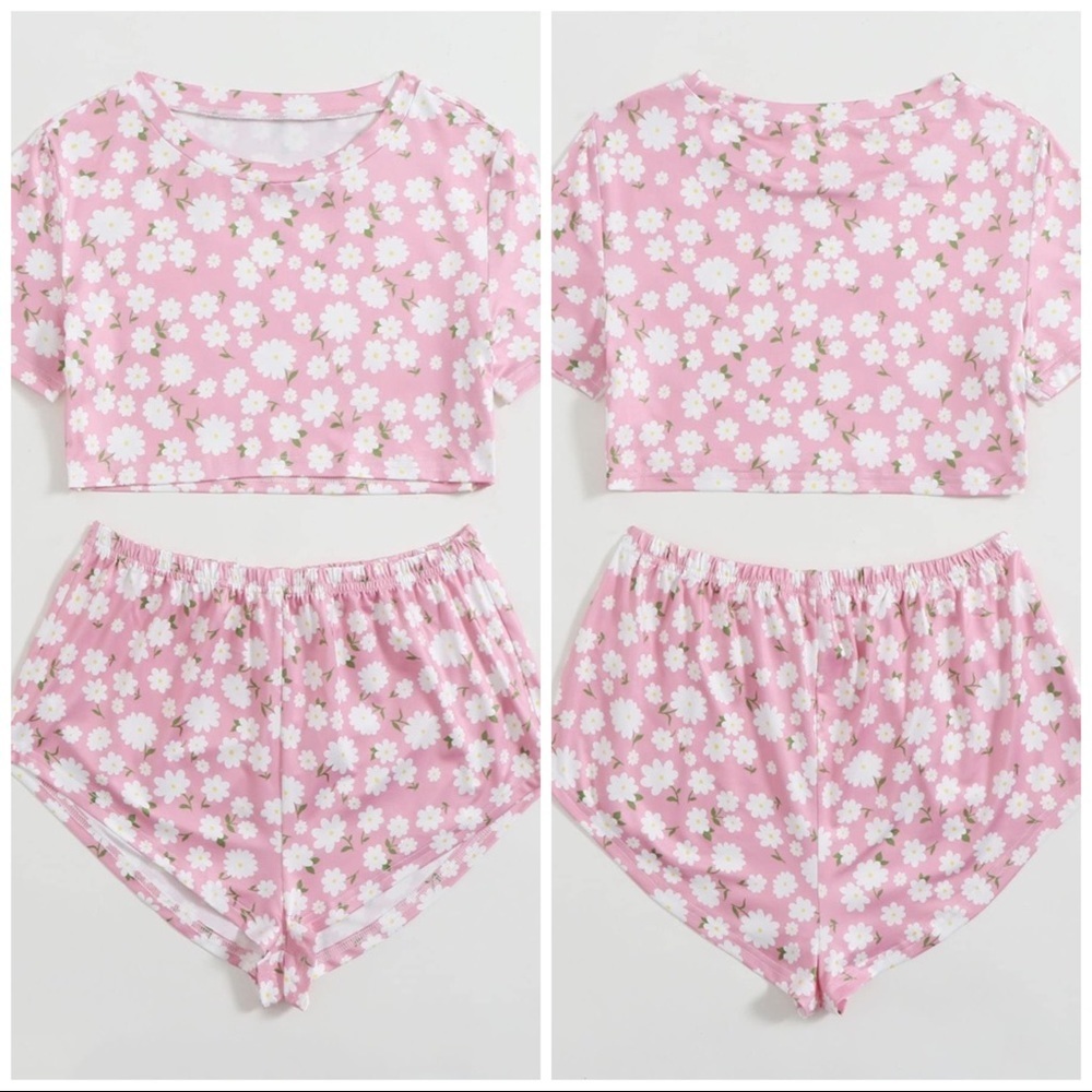 New Pink Floral Pajama Set - Picture 2 of 3